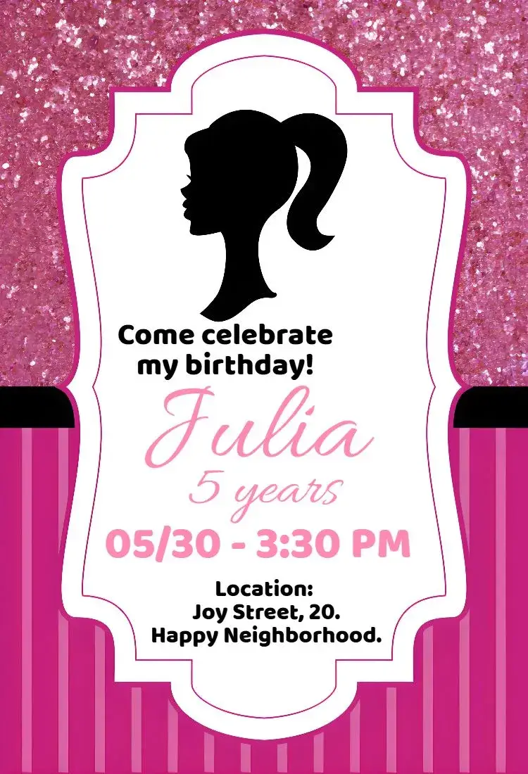 Barbie birthday invitation
