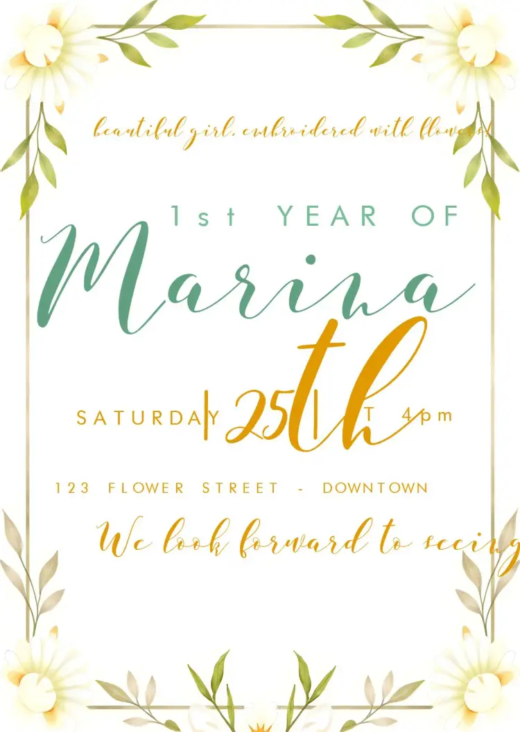 Green Floral Daisy invitation