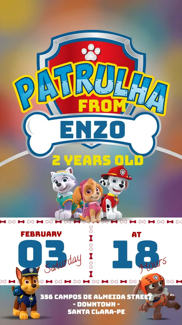 Paw Patrol Dogs invitation