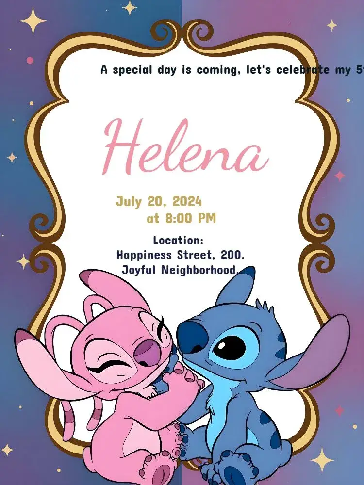 Stitch And Angel Lilo invitation