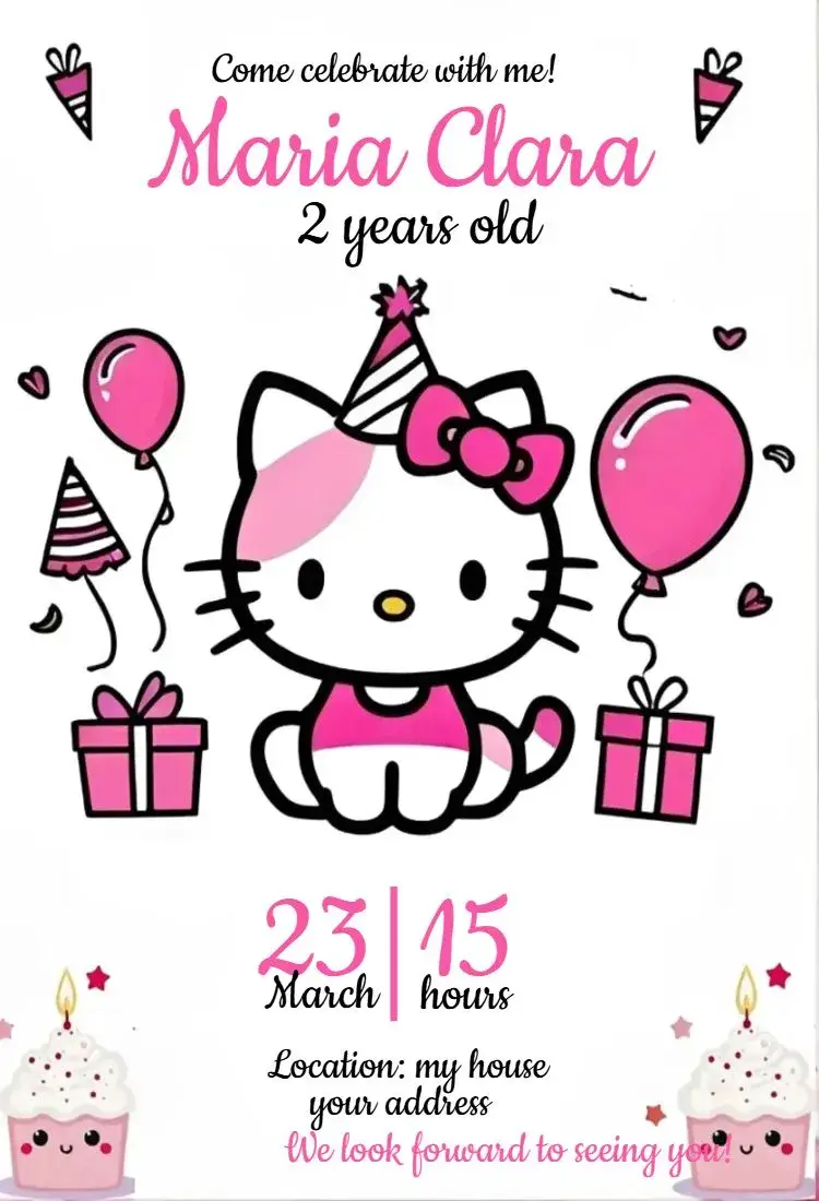 Invite Hello Kitty 4 editable and customizable