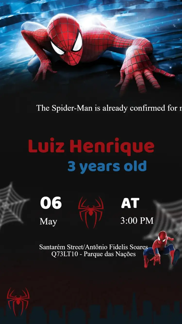 Invitation Spiderman Birthday Invitation – Kids' Birthday Party theme colorful, comics, adventure, superhero, children's