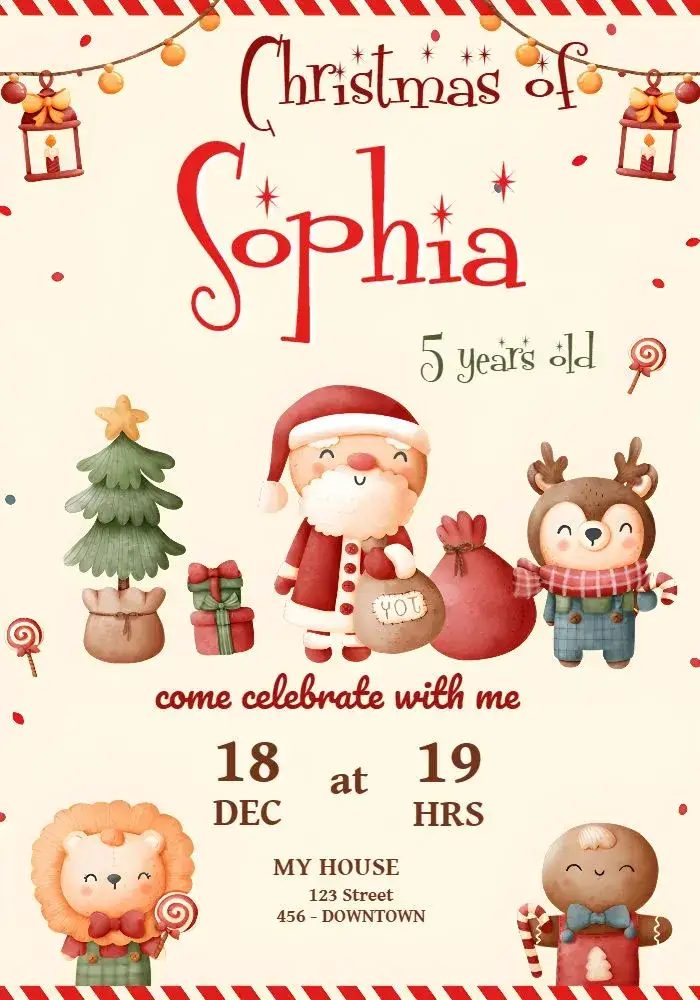 Invitation Colorful Christmas – Commemorative Dates theme colorful, festive, vibrant, childlike, cheerful, themed