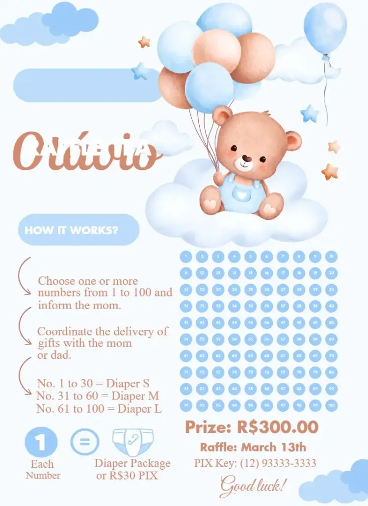 Invite Bear in the clouds editable and customizable