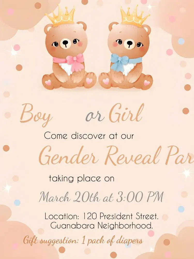 Bear Gender Reveal Tea Party invitation