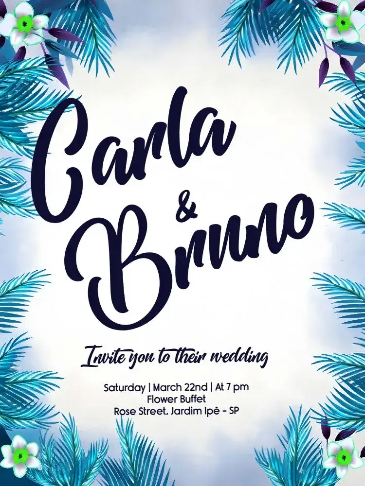 Invitation White Tropical Wedding – Wedding theme tropical, elegant, modern, minimalist, summery