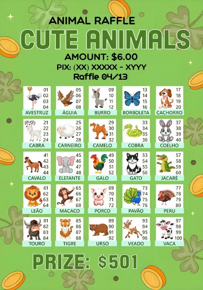 Invitation Raffle Of Animal Prizes Green – Tickets theme green, fun, graphic, nature, colorful, themed