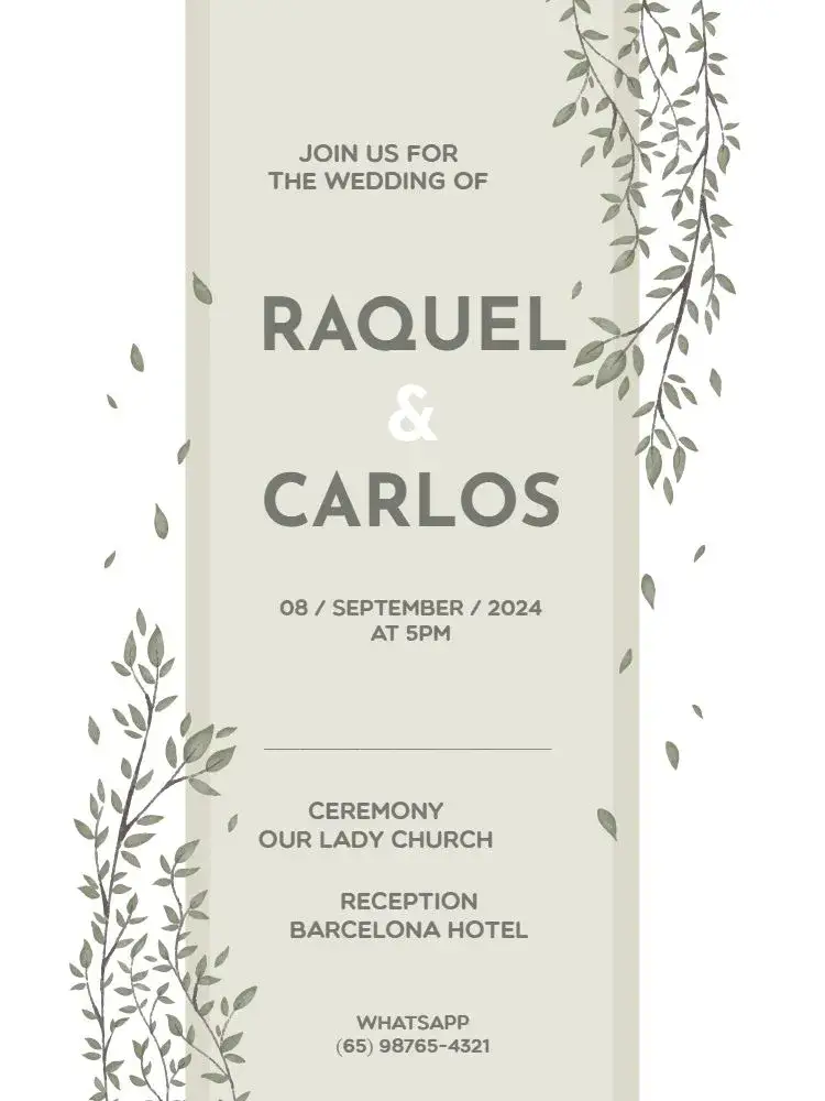 Botanical Wedding / Delicate White Foliage invitation