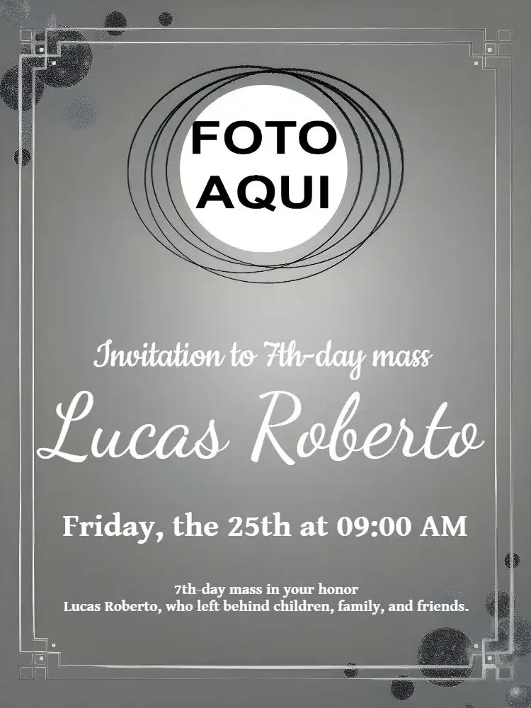 Invitation 7th Day Mass With Circle Photo – Commemorative Dates theme black and white, minimalist, elegant, subtle, comforting