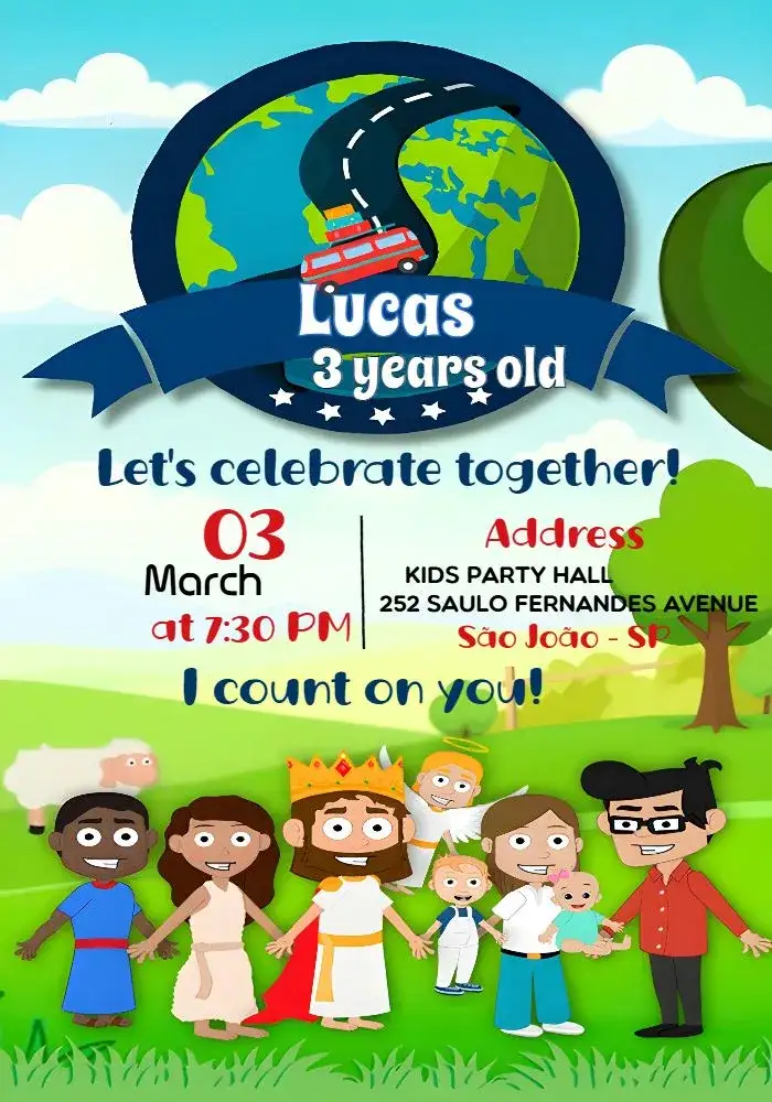 Invitation My Life Is a Journey God – Most searched for theme colorful, childlike, fun-filled, religious, playful, vibrant