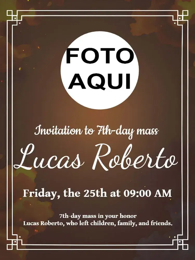 Invitation 7th Day Mass With Circle Photo – Commemorative Dates theme black and white, elegant, modern, minimalist, subtle, classic