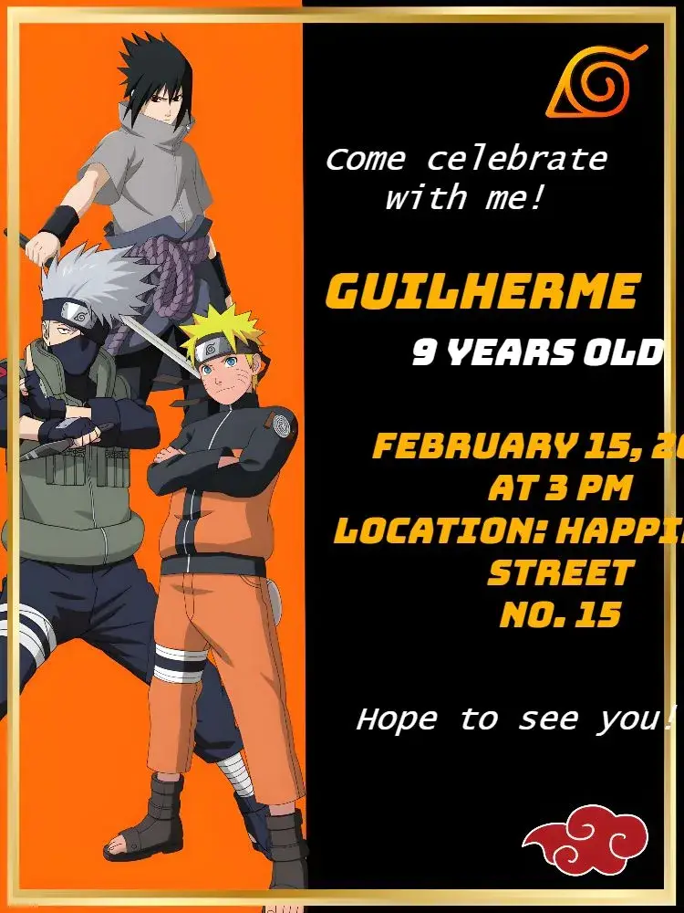 Black Naruto invitation