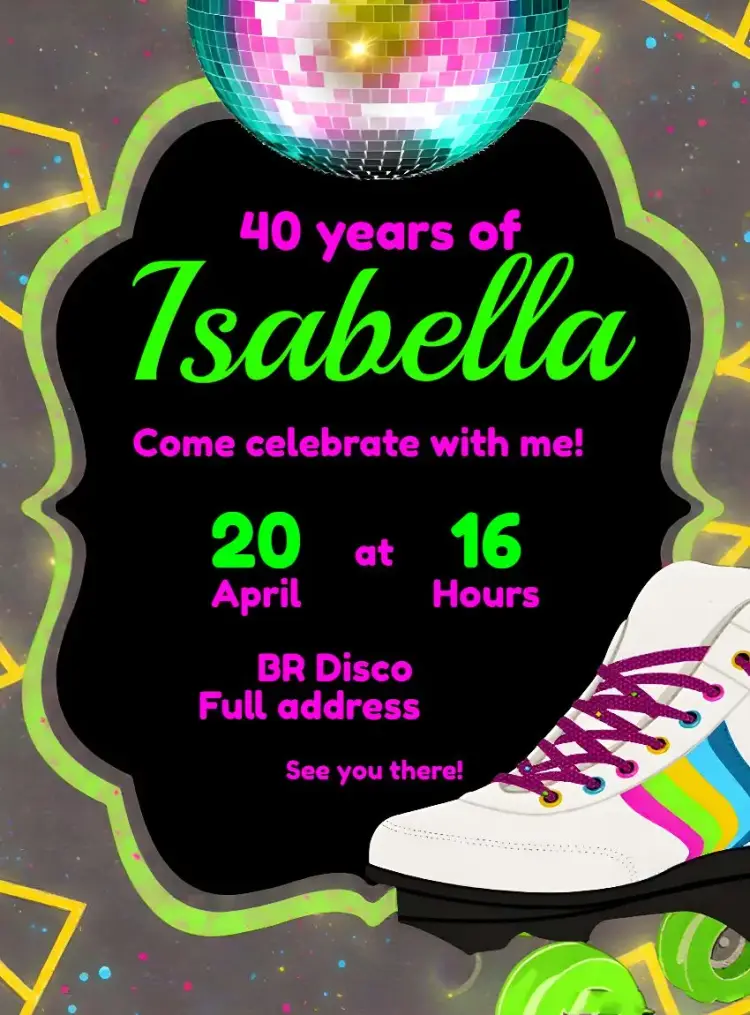 80's Neon Disco invitation
