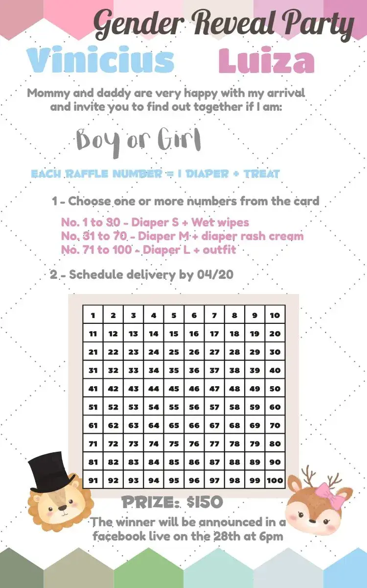 Safari Bear Gender Reveal Tea Party invitation