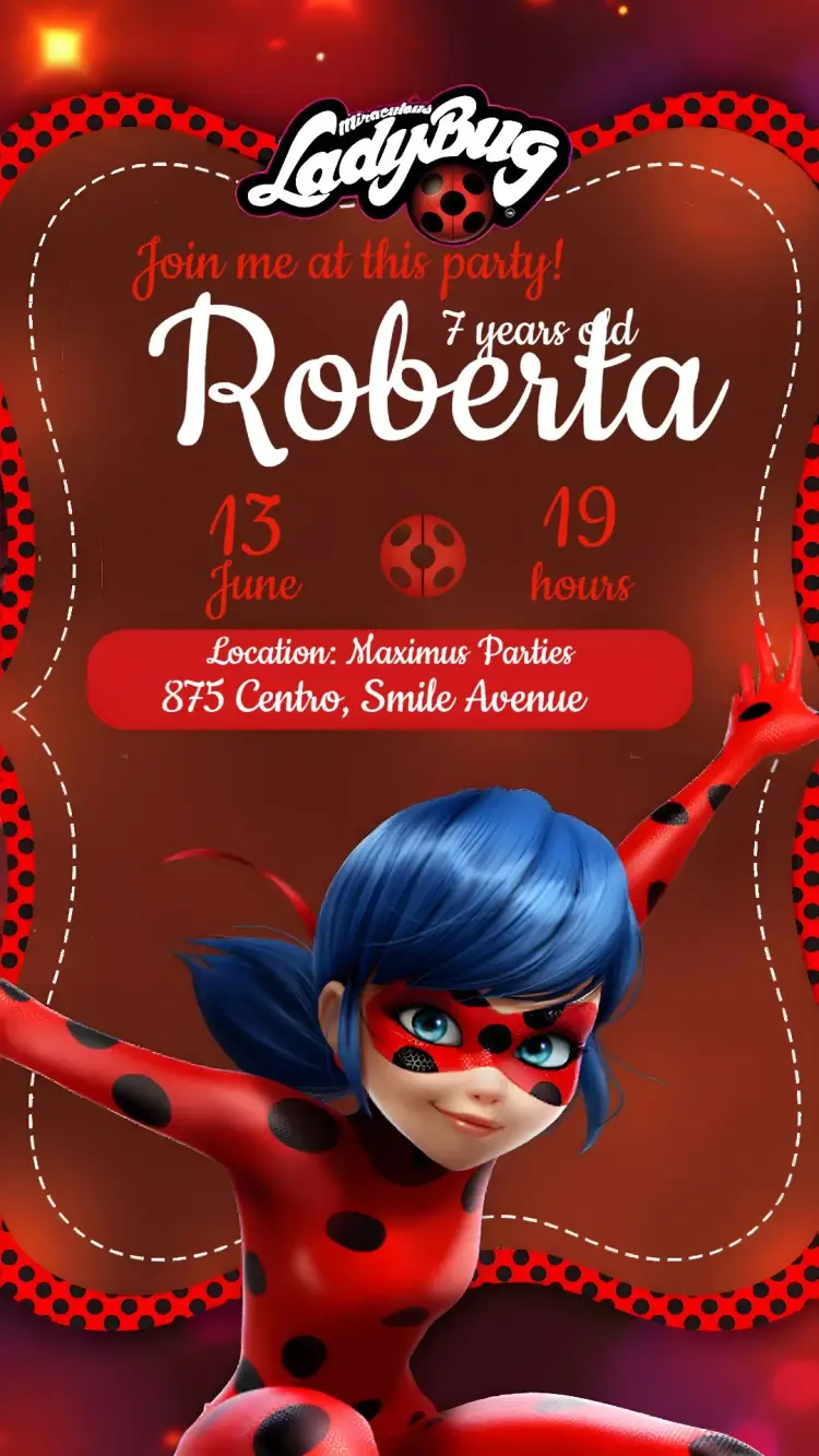 Miraculous Ladybug Birthday invitation