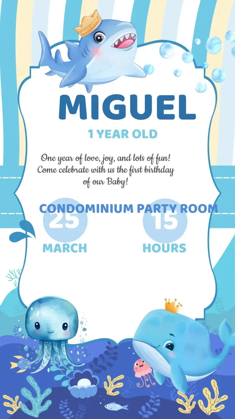 Invitation Under the Sea Birthday Invitation – Kids' Birthday Party theme navy, colorful, playful, fun, tropical, fantastic