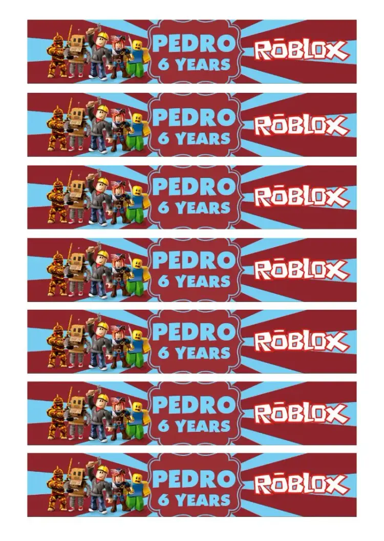 Label For 200ml Roblox Boy Bottle invitation