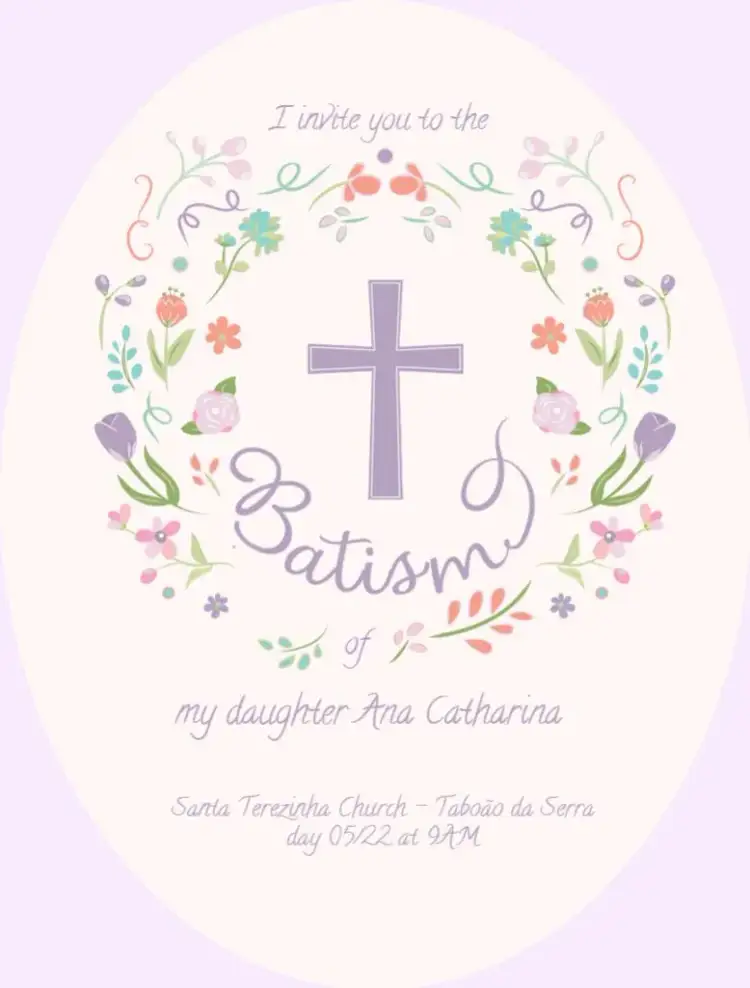 Invitation Girl Baptism Baptism – Baptism theme floral, delicate, pastel, modern, romantic