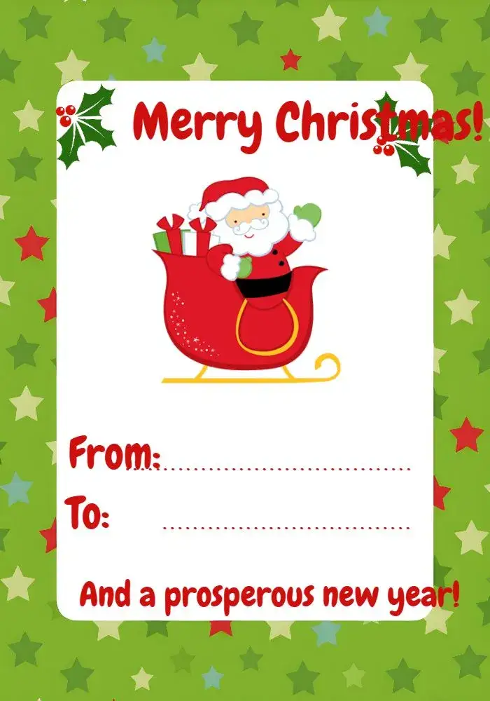 Invitation Tag Christmas Gift Thank You – Commemorative Dates theme Christmas-themed, red and green, graphic elements of Christmas, festive style, vintage, Santa Claus illustrations