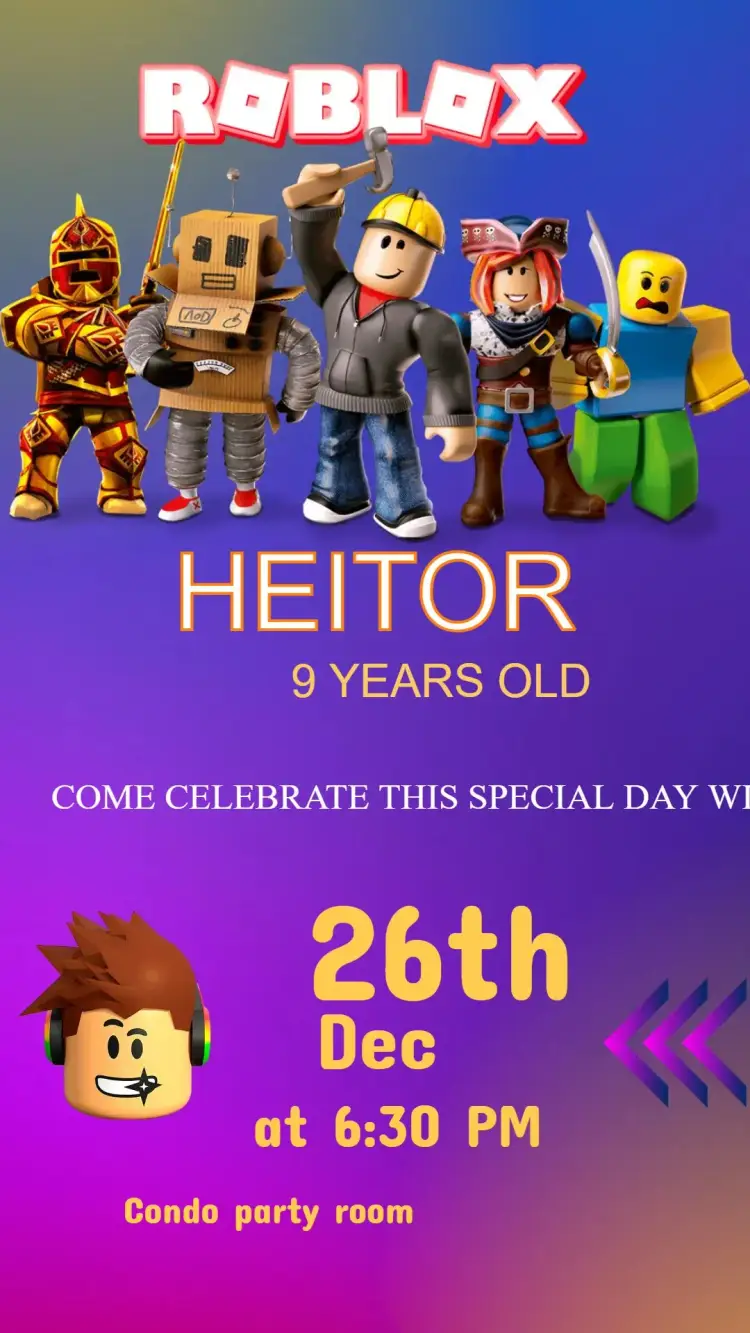 Roblox Birthday Invitation