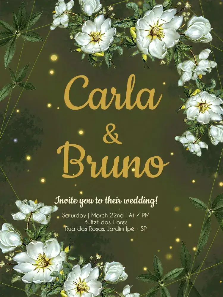 Invitation Golden Floral Wedding – Wedding theme floral, golden, elegant, romantic, modern, classic