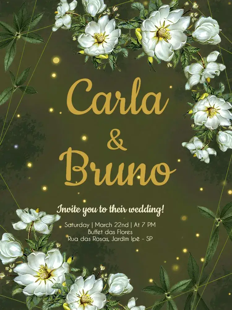 Golden Floral Wedding invitation