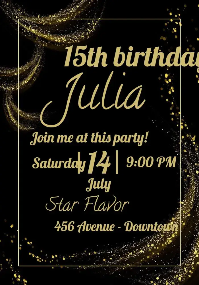 Invite 15th Golden Galaxy Anniversary editable and customizable