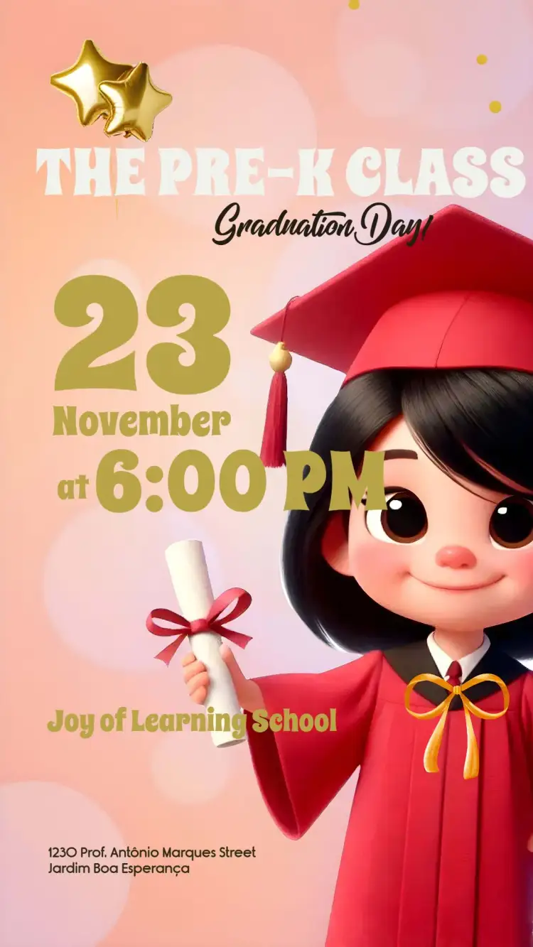 Invitation Preschool Children's Graduation – Graduation theme bright, colorful, fun, childish, modern