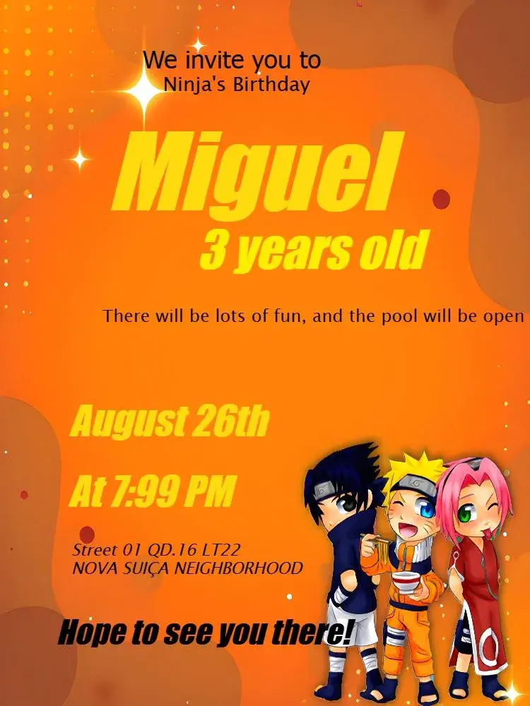Naruto Chibi Kakashi invitation
