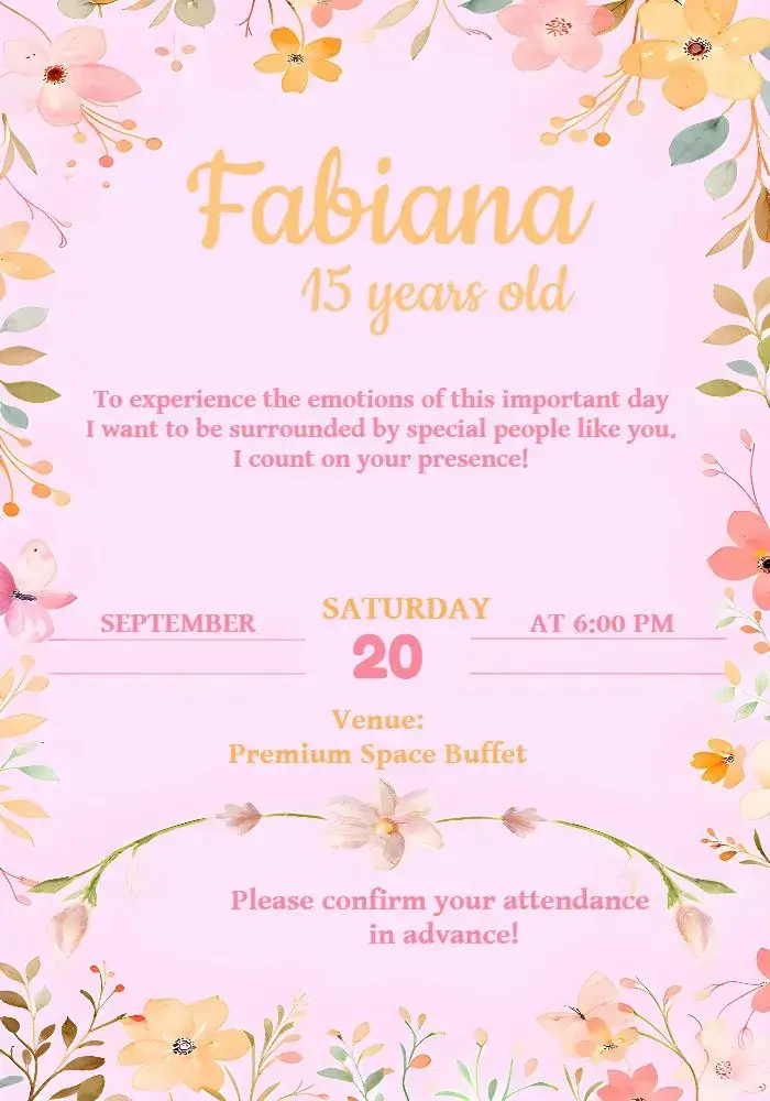Floral 15 invitation