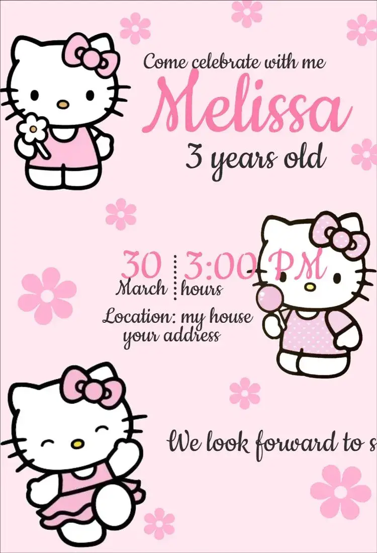 Invite Hello Kitty 10 editable and customizable