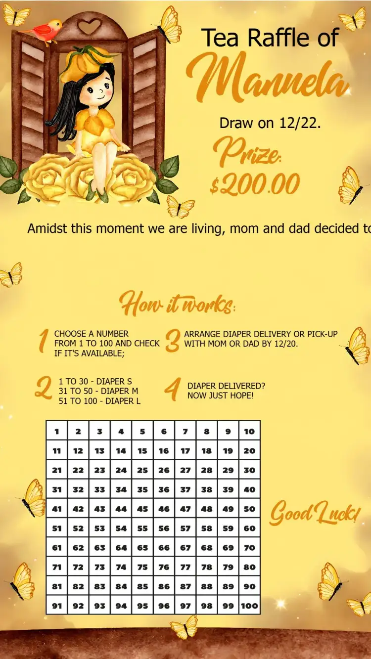 Invitation Yellow Flower Raffle Tea – Raffle Tea theme floral, modern, enchanted, yellow and brown, garden, delicate