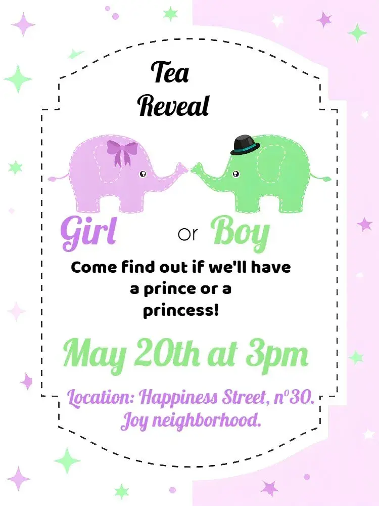 Elephant Baby Shower Gender Reveal invitation