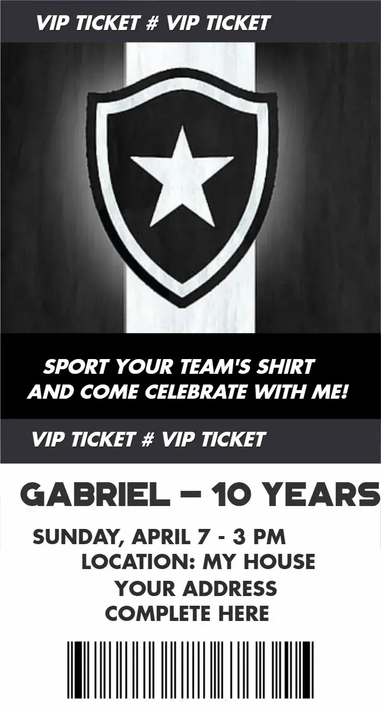 Invite Botafogo Ticket editable and customizable