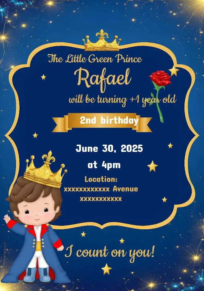 The Little Blue Prince Children's invitation
