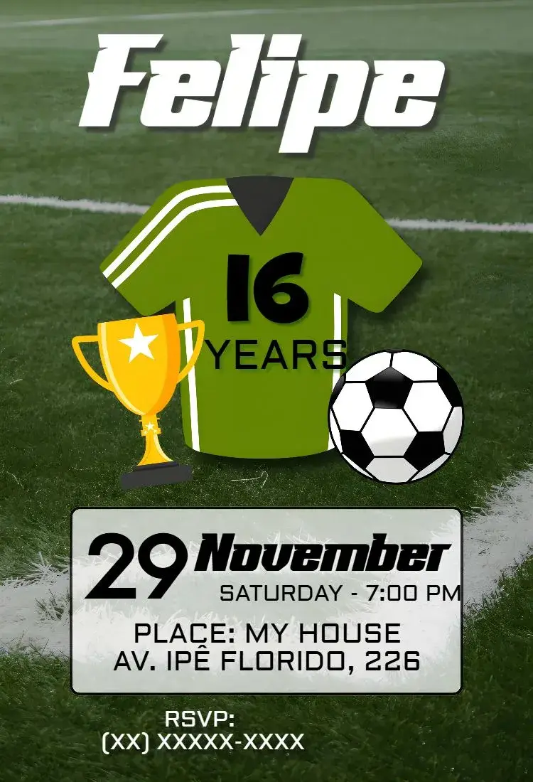 Invite Soccer Birthday editable and customizable