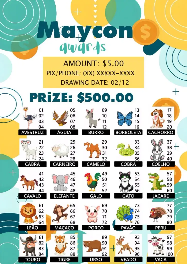 Invite Bicho Pix Raffle editable and customizable