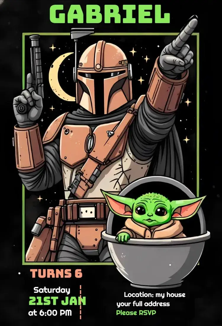 Star Wars Mandalorian 2 Invitation