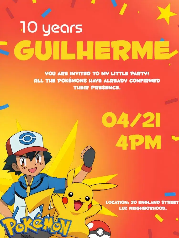 Pokémon Orange invitation