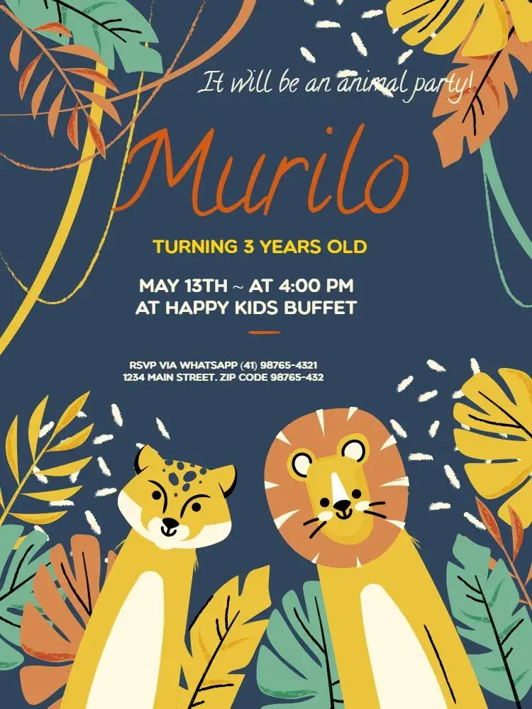 Dark Safari Party invitation