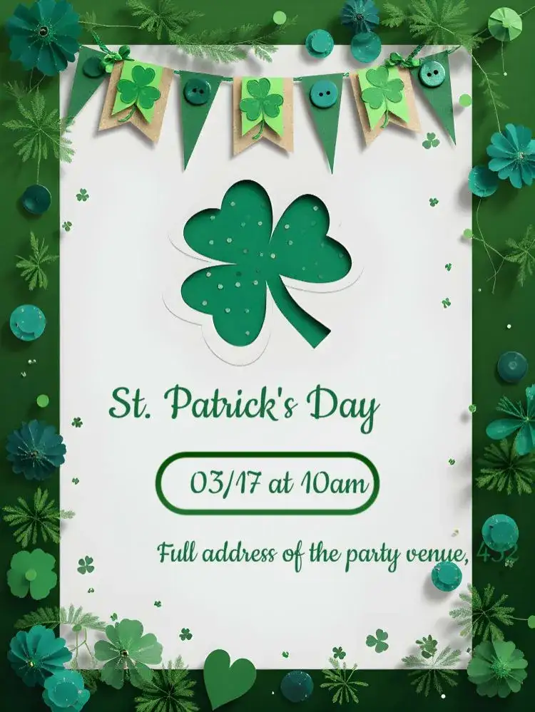 Invitation Saint Patrick's Day – Commemorative Dates theme green, Irish, festive, vintage, colorful