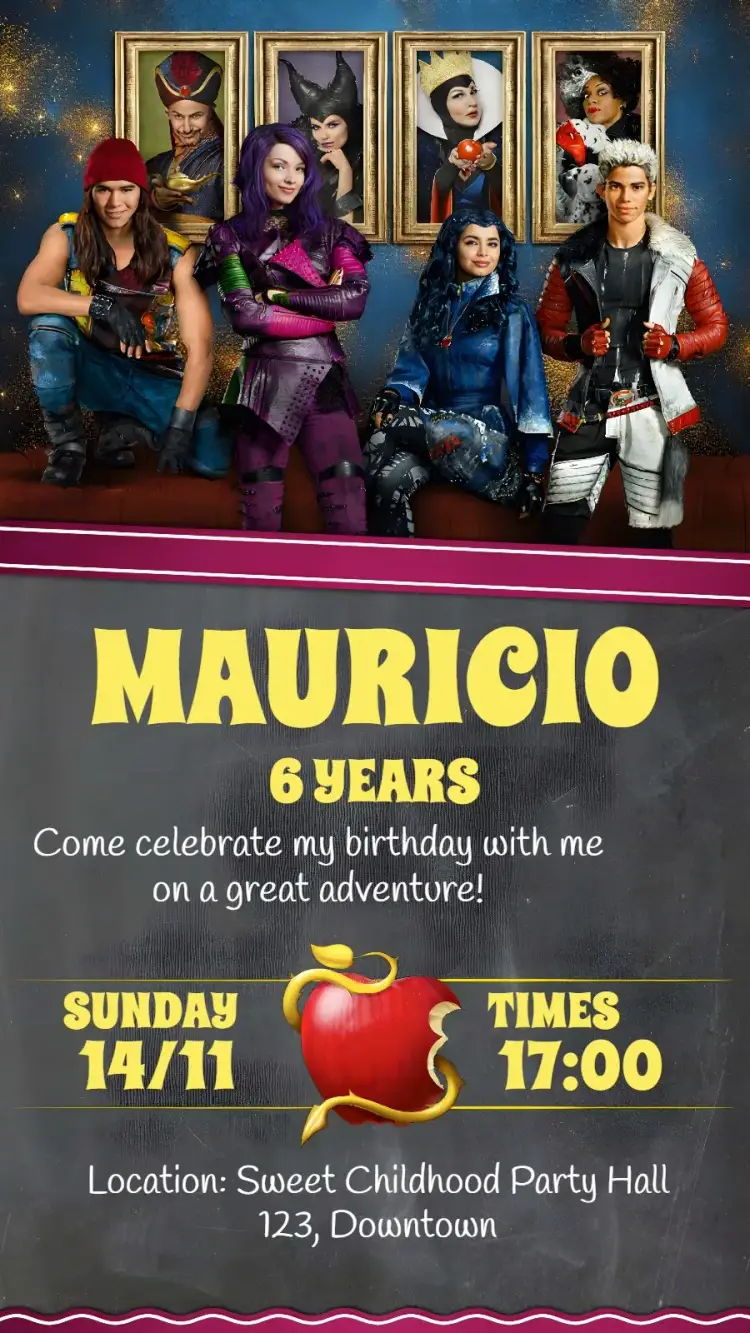 Teen Descendants Movie invitation