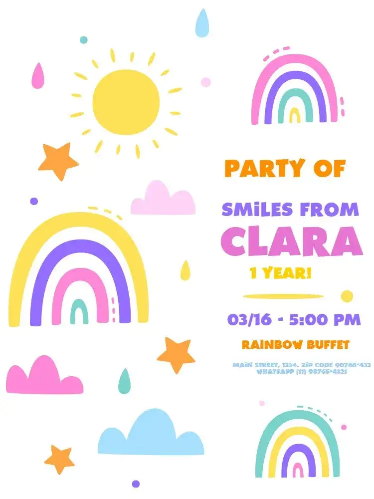 Invitation Colorful Smiles – Kids' Birthday Party theme colorful, playful, boho, rainbow, childlike, modern