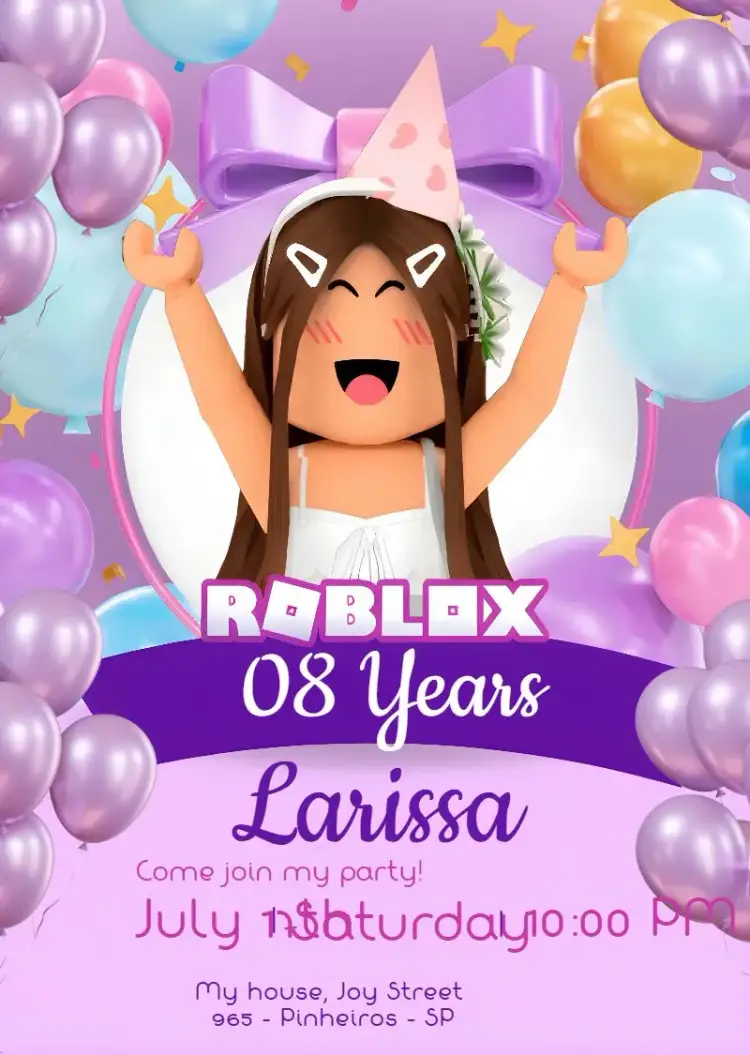 Invitation Roblox White Girl – Most searched for theme playful, colorful, modern, youthful, thematic, fun