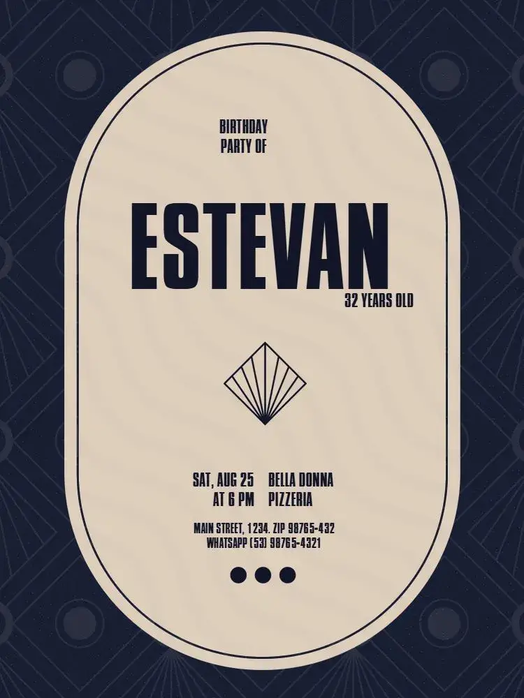 Stylish Blue Male Adult invitation