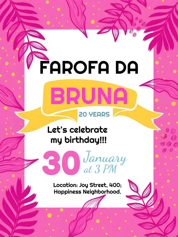Invitation Farofa Party – Bridal Shower theme colorful, fun, tropical, modern, vibrant, festive