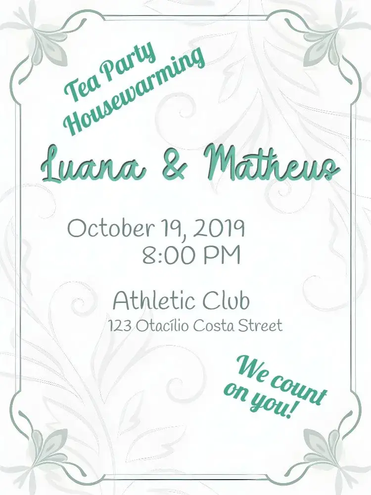 Invitation Green New Home Tea – Bridal Shower theme green, foliage, modern, elegant, natural, minimalist