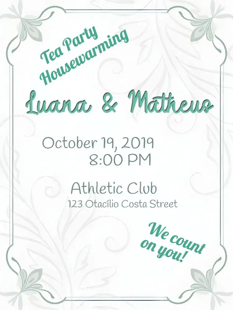 Green New Home Tea invitation