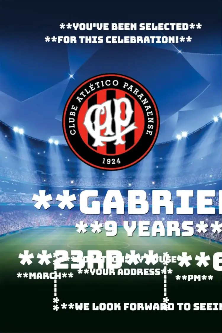 Invite Atlético Paranaense 2 editable and customizable