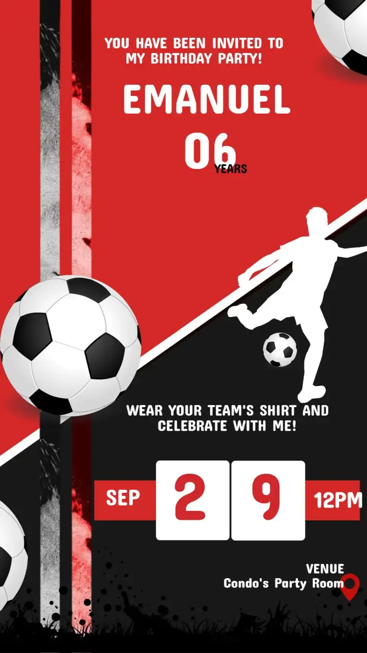 Children's Soccer Birthday Invitation